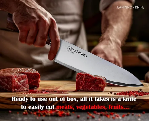 Miniatura 8 de Cuchillo de chef japonés de acero de alto carbono de 8 pulgadas, cuchillo de cocina profesional afilado para cortar carne y verduras con mango