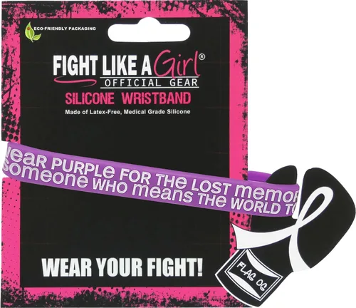 Miniatura 6 de Fight Like a Girl Paquete de 10 pulseras con texto en inglés "I Wear Purple for The Lost Memories of Someone Who Means The World To Means The World