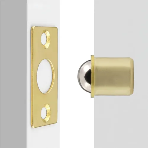 Miniatura 6 de 5 unidades de latón para puerta de armario, cajón, bola de atrapamiento para puerta, armario, cajón, émbolo de bola, 0.37 pulgadas de diámetro tono