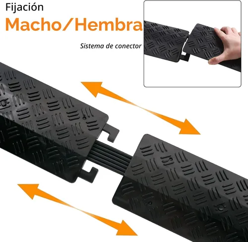 Miniatura 6 de Pequeña 1 Pieza - Cubierta de Cable de Piso Protector de Cable Drop Over Drop Trak Rampa para Almacén de Oficina - Negro