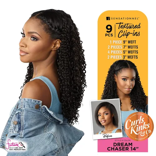 Miniatura 2 de Sensationnel Curls Kinksandco Clip In - Dream Chaser - Paquete de 9 clips fáciles de usar para cabello natural de 3C a 4C (1 JETBLACK)