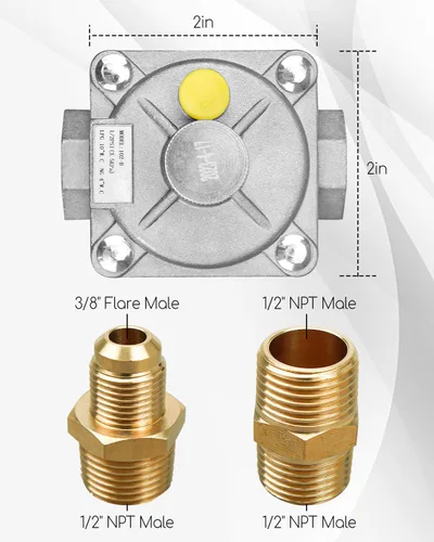 Miniatura 2 de Regulador de presión de gas natural de 1/2 pulgada apto para gas natural y gas licuado para parrillas de NG/LPG, regulador de presión de intercambio