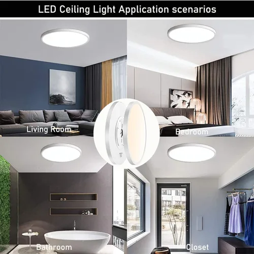 Miniatura 7 de Paquete de 6 luces LED de techo de 12 pulgadas, 3200 lm, 28 W, 3 colores intercambiables (3000 K/4000 K/6000 K), 120 V de montaje en superficie