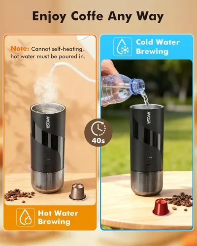 Miniatura 5 de Máquina de café espresso eléctrica portátil y molinillo de café manual y espumador de leche eléctrico todo en 1, mini cafetera de viaje