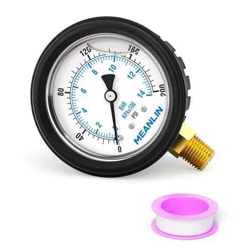Miniatura 30 de MEANLIN MEASURE - Manómetro de vacío de presión -30inHG~0Psi, esfera con cara de 2.5 pulgadas, NPT de 1/4 de pulgada, manómetro de acero inoxidable