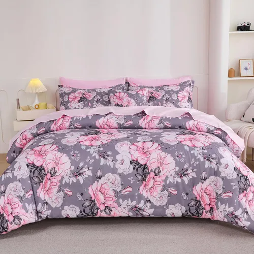 Miniatura 17 de Koniroom Juego de Edredón Twin - Juego de Edredón Floral Reversible Tamaño Twin, 2 Piezas Bonito Juego de Cama Twin de Flores y Plantas para Todas
