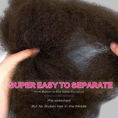 Miniatura 2 de Afro Kinkys - Extensiones de cabello humano trenzado a granel para torsión, 1 paquete de 1.76 oz (50 g), extensiones de rastas de reparación