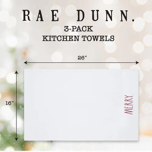 Miniatura 5 de Rae Dunn Juego de toallas de mano para cocina y baño, 100% algodón, toallas de cocina bordadas, toallas de mano decorativas, Navidad, paquete de 3
