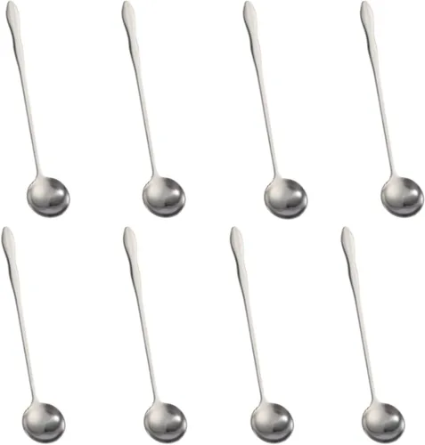 Miniatura 13 de Juego de 8 cucharas mezcladoras de acero inoxidable con mango largo de 7.9 in para café, batidos, jugos, cócteles