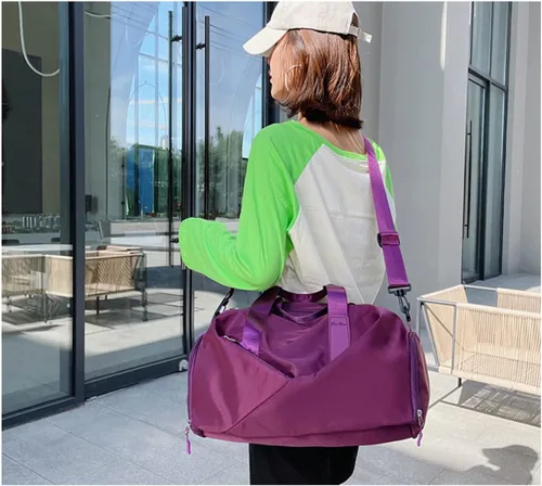 Miniatura 2 de Bolsa deportiva de gimnasio de viaje con bolsillo húmedo y compartimento para zapatos para mujeres y hombres, Rojo -, Bolsa de yoga