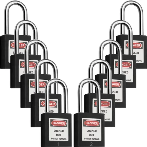 Miniatura 12 de Bloqueos de etiquetado de bloqueo, candados de seguridad, cerraduras Loto con llave de bloqueo diferente Dispositivo de etiqueta de plástico