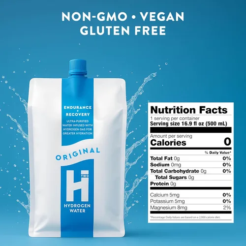 Miniatura 2 de HTWO Agua de hidrógeno molecular, original sin sabor, fuente pura y paquetes de hidratación ultrapurificados, paquete de 12 unidades de 16.9 onzas