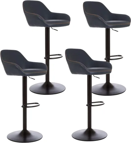 Miniatura 26 de Glitzhome Taburete de bar giratorio, taburetes de bar ajustables con soporte trasero y reposapiés, silla de bar tapizada de piel sintética