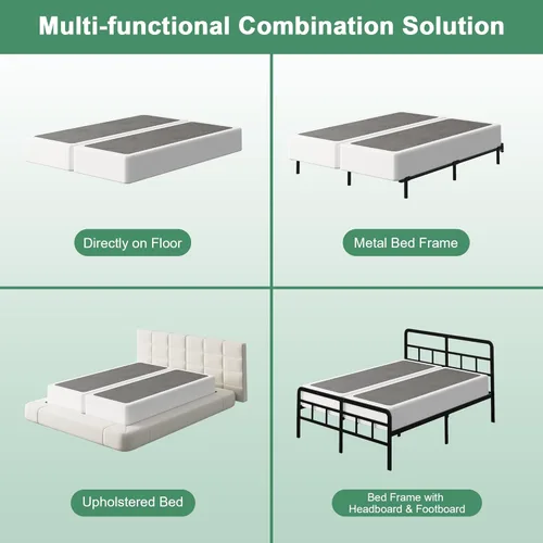 Miniatura 6 de Lutown-Teen Base de cama con somier dividido de 9 pulgadas, 3500 libras de metal resistente de alto perfil tamaño King con cubierta de tela, sin