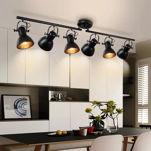 Miniatura 10 de Accesorios de iluminación de pista de techo negro Iluminación de pista Accesorios de iluminación de cocina Lámpara de techo 4 ángulos de luz