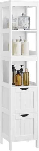 Miniatura 10 de VASAGLE - Gabinete de piso de baño, organizador de almacenamiento de baño, unidad de esquina multifuncional, 2 cajones, 35 pulgadas de altura, gris