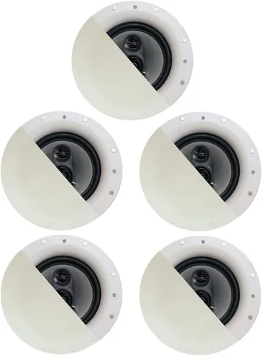 Acoustic Audio by Goldwood CSic84 Juego de 5 bocinas sin marco de 8" para techo, bocinas de 3 vías para cine en casa, color blanco, (Modelo: