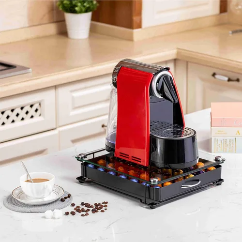 Miniatura 6 de ZCDCP Soporte para cápsulas de café, cajón original Nepresso de cristal templado, organizador de almacenamiento de cápsulas originales Nespresso 42