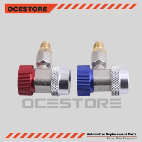 Miniatura 5 de OCESTORE Ajustable para conector de acoplador rápido R134A, kit de conversión de manguera de manómetro de freón SAE HVAC de 1/4 pulgadas SAE HVAC
