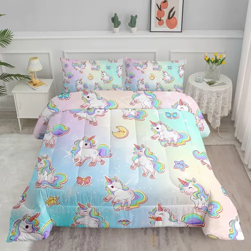 Miniatura 37 de Juego de ropa de cama Kawaii de fresa para niñas, juego de ropa de cama con patrón de cuadrícula rosa con 1 edredón y 2 fundas de almohada