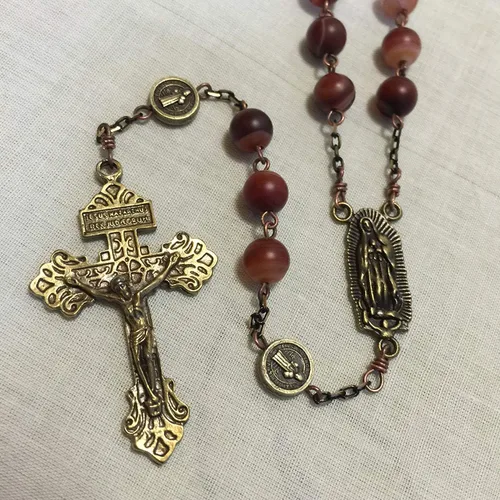 Miniatura 6 de elegantmedical Hecho a mano con cuentas de cornalina antiguas católicas de San Benito Rosario Collar Cruz Perdón Regalo, elegantmedical