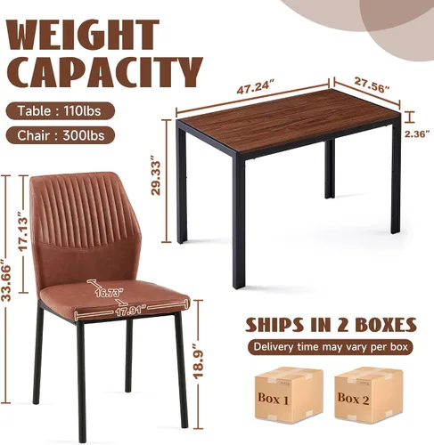 Miniatura 3 de Juego de mesa de comedor para 4, juego de mesa y sillas de comedor de cocina moderna de mediados de siglo, juego de comedor de 5 piezas para sala