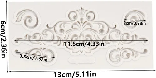 Miniatura 2 de Molde de fondant barroco Curlicues Scroll Lace Border Molde de silicona para decoración de pasteles Chocolate Cupcake Topper Candy Sugar Craft