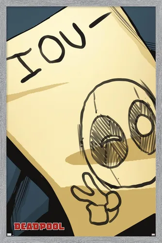 Miniatura 14 de Trends International Marvel Comics Deadpool - Póster de pared IOU, 14.725 x 22.375 pulgadas, versión enmarcada de madera de granero