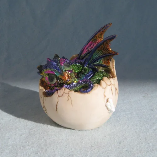Miniatura 2 de Figura de dragón con huevo de 4 pulgadas, color morado