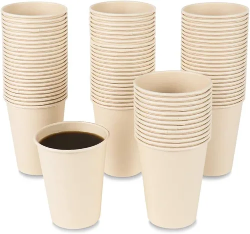Miniatura 11 de Tazas de papel de café desechables, bebida caliente marrón de fibra vegetal 160 unidades 8 oz