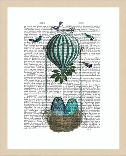 Miniatura 16 de Amanti Art Fab Funky - Póster enmarcado para pared, diseño de nido de globo de búho de 24 x 20 pulgadas, arte de pared de animales, decoración
