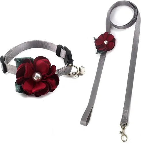 Miniatura 10 de Collar de perro y gato con flor de geranio, collar de nailon para cachorro con campana de perlas, accesorio de disfraz de Yorkie de Chihuahua