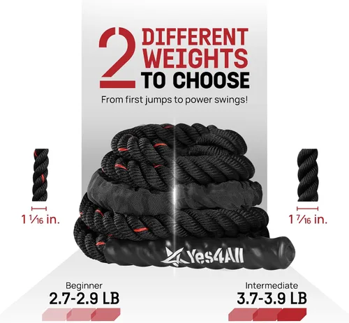 Miniatura 4 de Yes4All Cuerda de saltar pesada, cuerda de saltar pesada de 2.8 libras con mango antideslizante de doble capa y funda protectora para fitness