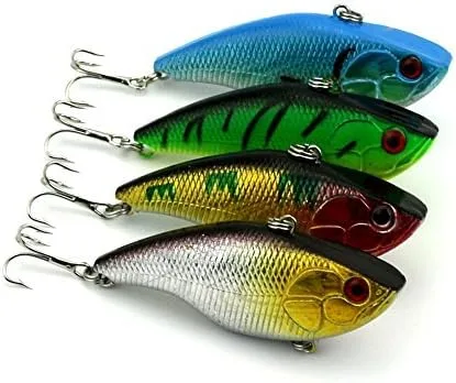 4PCS Sinking Rattling Wiggler VIB Lipless Crankbaits Hard Fishing Señuelos Wobbler para lubina y trucha 7.5cm/2.95"/0.51 oz