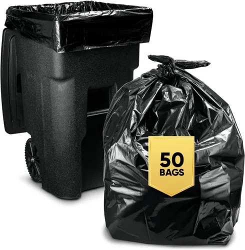 Miniatura 8 de Bolsas de basura de 65 galones para Toter, (paquete de 50 bolsas con lazos), bolsas de basura grandes de 65 galones resistentes, bolsas de basura