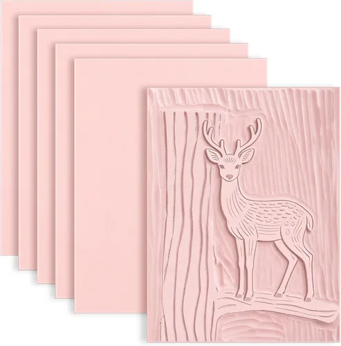 Paquete de 6 bloques de goma tallados de goma rosa pálido de 4 x 6 pulgadas para sellos de goma suave para manualidades y proyectos de manualidades