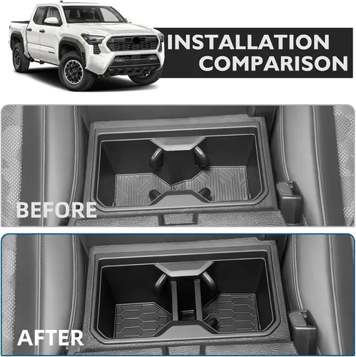 Miniatura 2 de Soporte para tazas compatible con Toyota Tacoma 2024-2025 2026, almacenamiento de portavasos para accesorios Tacoma, material de silicona, soporte