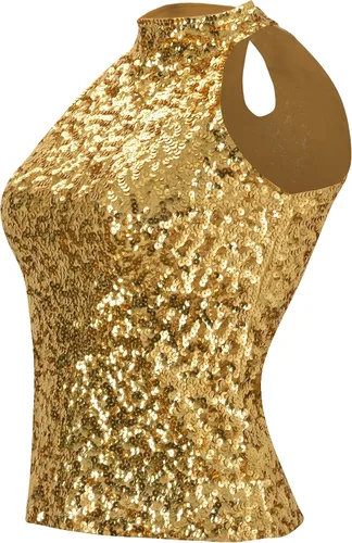 Miniatura 2 de Howriis Women's Sequins Halterneck Summer Short Vest Tank Tops