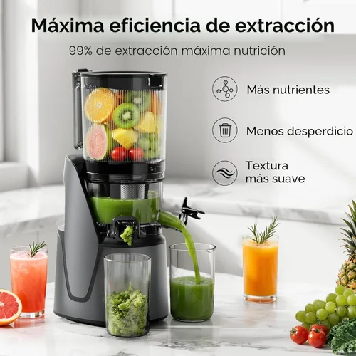 Miniatura 8 de EanOruus Máquinas exprimidoras 3 en 1 de prensa en frío con canal extra grande de 6.5 pulgadas, gran capacidad de 100 onzas, motor de CA, hace jugo