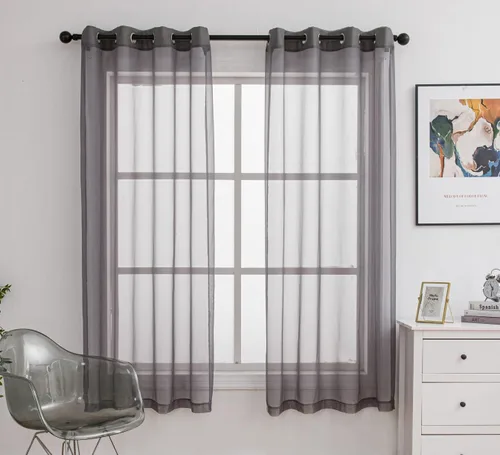 Miniatura 59 de PI - Cortinas traslúcidas con paneles pequeños, cortina transparente para ventana de cocina, mirador, 2 paneles