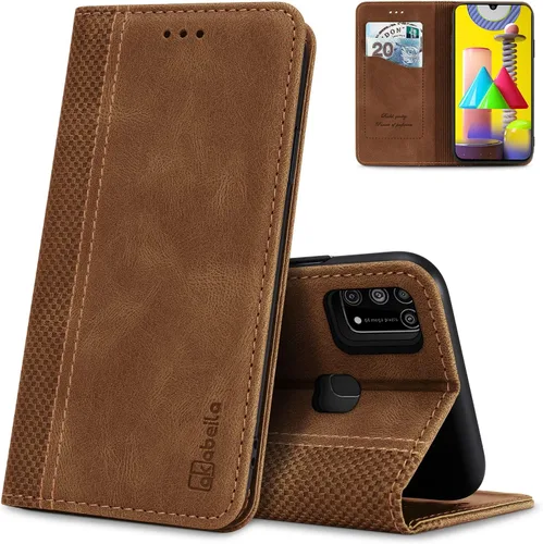 Miniatura 22 de AKABEILA Para Samsung A5 2017 Cartera Funda de Tarjeta de Crédito Titular Cierre Magnético Kickstand PU Cuero A Prueba de Golpes Flip Folio Libro