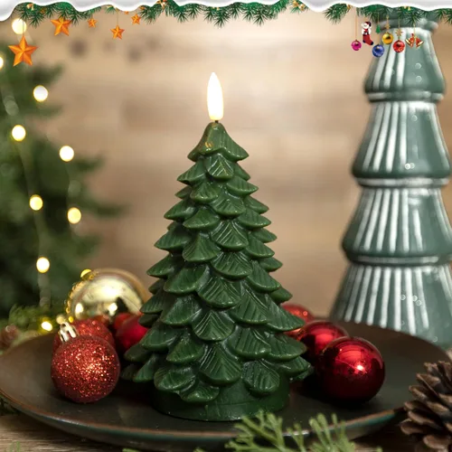 Miniatura 3 de LUSHARBOR - Velas sin llama con control remoto y temporizador, 2 unidades, velas de árbol de Navidad operadas por batería, velas LED de cera real