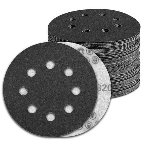 Miniatura 27 de 2 almohadillas de repuesto para lijadora de 5 pulgadas, 8 agujeros de gancho y bucle con 3 orificios para tornillos para lijadora orbital aleatoria