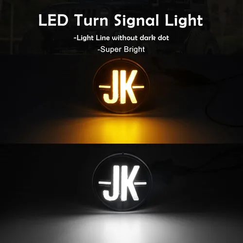 Miniatura 4 de Luces direccionales para Wrangler JK 2007-2017, 2 luces LED de circulación diurna LED, lámpara de señal de giro ámbar frontal, luz indicadora