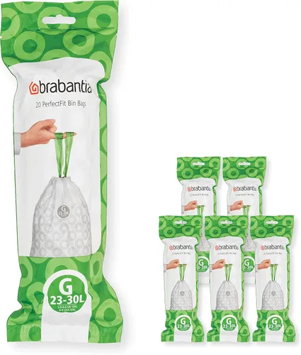 Miniatura 8 de Bolsas de basura Brabantia PerfectFit (Tamaño M/16 Gal) Bolsas gruesas de plástico para caneca de basura con asas de cordón (40 bolsas)