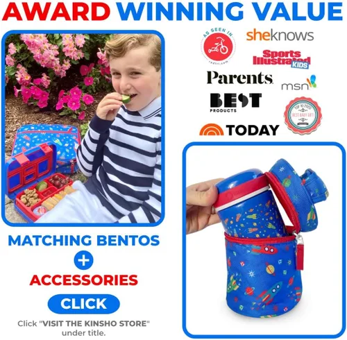 Miniatura 6 de Lonchera para niños, bolsa térmica para guardería infantil,jardín de niños, preescolar, cajas de contenedores para bocadillos,almuerzos, sin BPA