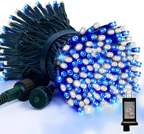 Miniatura 16 de LAMPHOME - Cadena de luces LED de 500 luces para exteriores, 46 pies, con 16 modos, luces impermeables verdes, rojas y rojas-verdes agrupadas