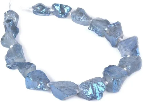 Miniatura 8 de Agujero graduado crudo de la pepita del cristal del cuarzo del blanco del aura de la aguamarina del filamento 6.6 ft m perforado