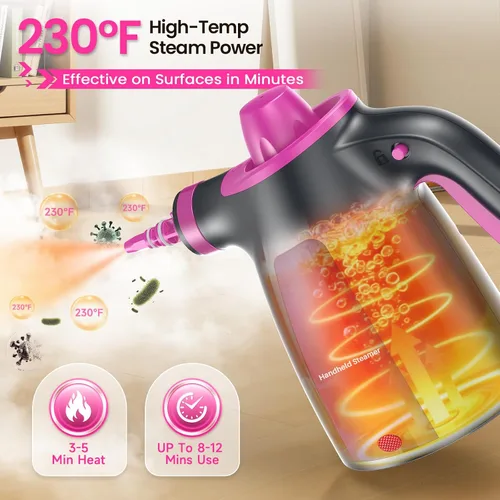 Miniatura 2 de LABIGO Limpiador a vapor, limpiador de vapor natural de mano presurizado multisuperficie con 12 accesorios y bloqueo de seguridad, vaporizador