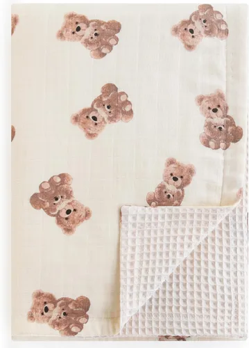 LifeTree Mantas de Gofre para Bebé, Mantas Envolventes de Muselina para Niños y Niñas, Manta de Recepción Neutra de Doble Cara con Frente de